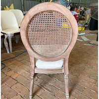 Chaise de salle à manger en bois massif de style français, dossier ovale en rotin antique, siège rembourré, mobilier traditionnel pour la maison et l'hôtel