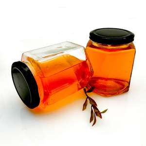 Pot à miel royal en verre Transparent, hexagonale, pot de 25, 40, 100, 180, 280, 380, 500 et 720ml - Product Image 3