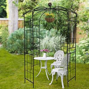 Arche de jardin en métal Db, 81,3'' de diamètre x 114,2'' de hauteur, forme cage à oiseaux, pergola en fer pour jardin, style classique, revêtement poudré noir - Product Image 3