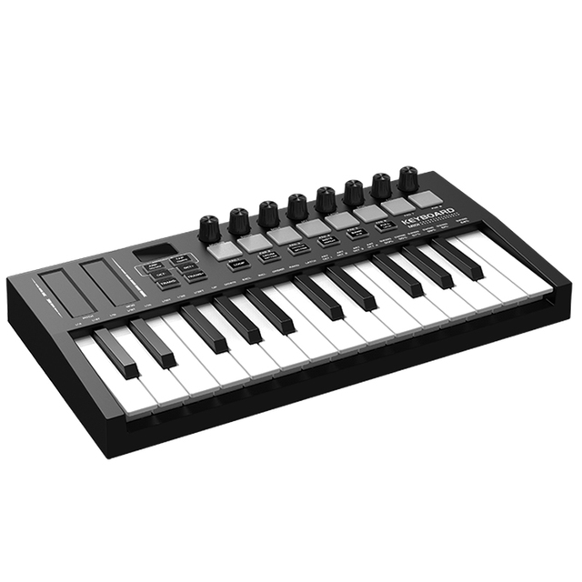 25 Key MIDI Keyboard Controller Studio With Drum Pads Ultra Portable Professional 25 Key USB MIDI Drum Pad Keyboard Controller