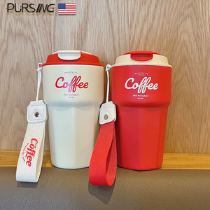 Coffee Tumbler 500Ml Stainless Steel <b>Insulated</b> Travel <b>Mug</b> With Strap For Coffee On The Go - Product Image 2