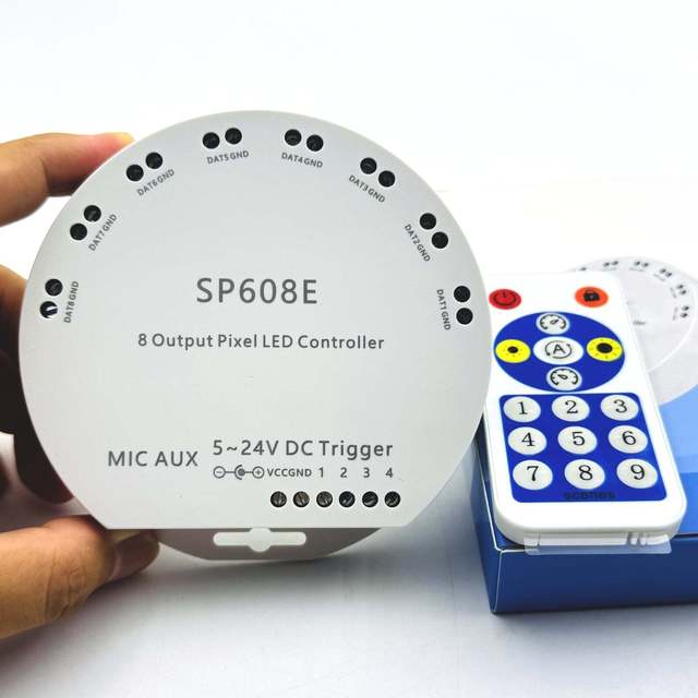SP608E 8-Channel RF SPI Pixel Controller with Radio Remote for RGB Addressable Pixel Strip Light