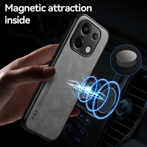 Funda de cuero de lujo para Xiaomi Redmi Note 13 4G/Note 13 <span class=keywords><strong>Pro</strong></span> 4GSilky Feel Lens Funda protectora de cuero esmerilado para teléfono magnético de coche - Product Image 3