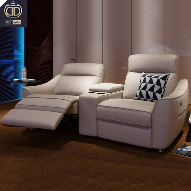 High Quality Cream Electric Power Leather Home Theater Cinema Recliner Sofa