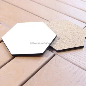 Promotional Reusable Hexagon Coasters Cup Cork Blank Bottom Coasters