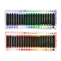 20 couleurs de marqueurs à paillettes à double pointe, à base d'eau, avec pinceau et pointe fine pour le dessin, les loisirs créatifs et la papeterie
