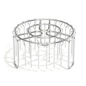 Grille de cuisson verticale en acier inoxydable pour friteuse à air, support de barbecue rond détachable avec 24 crochets pour brochettes - Product Image 1