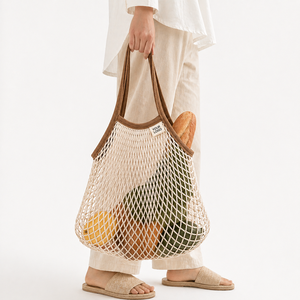 Borsa a Rete Estetica con Logo Personalizzato, Manico Lungo, Riutilizzabile, in Cotone, per Spesa <span class=keywords><strong>e</strong></span> <span class=keywords><strong>Spiaggia</strong></span> - Product Image 6