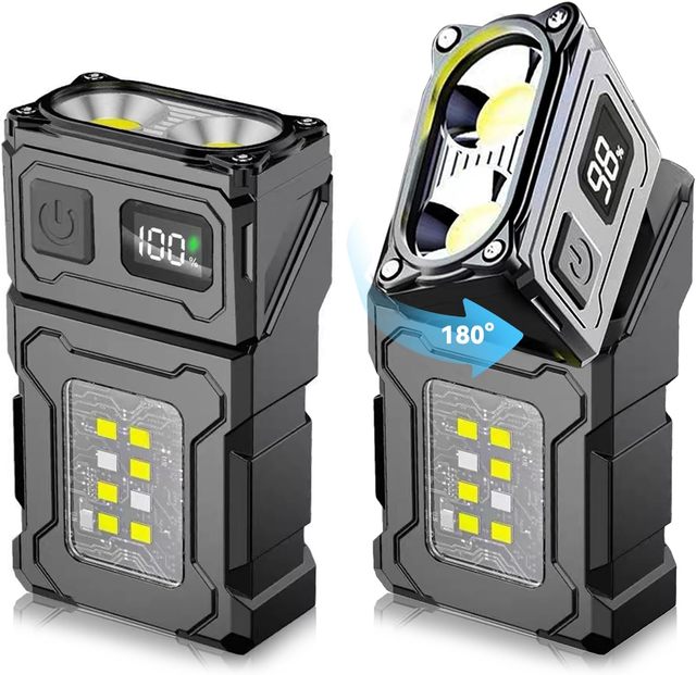 Rechargeable 800 Lumens Mini LED Flashlight with Clip Back Magnetic Design Portable EDC Emergency Light IPX4 Waterproof 7 Modes