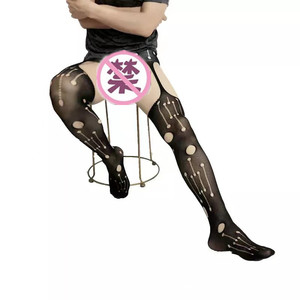 Collants résille sexy pour hommes, sans entrejambe, couleur unie, antibactériens, sous-vêtements de séduction, Printemps 2024 - Product Image 1