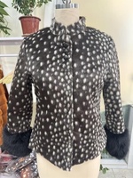 Manteau en fausse fourrure à imprimé tacheté Zeyu 2026 pour femme, col montant, poignets noirs, vêtement d'extérieur tendance, veste en fausse fourrure imprimé cerf ODM/OEM
