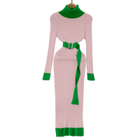 Robe en queue de poisson conception de sororité grecque Style Preppy Patchwork robe pull à ceintures personnalisées