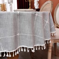 Nappe Ronde Décorative en Coton et Lin Tissé, Couleur Unie, Poids Lourd, Taille et Couleur Personnalisables, Durable, pour Salle à Manger et Cuisine