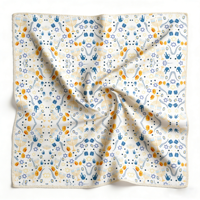 Pañuelo de Satén con Estampado Digital de Fibra de Poliéster Ecológica, Personalizable, Pañuelo de Seda Clásico con Diseño Floral