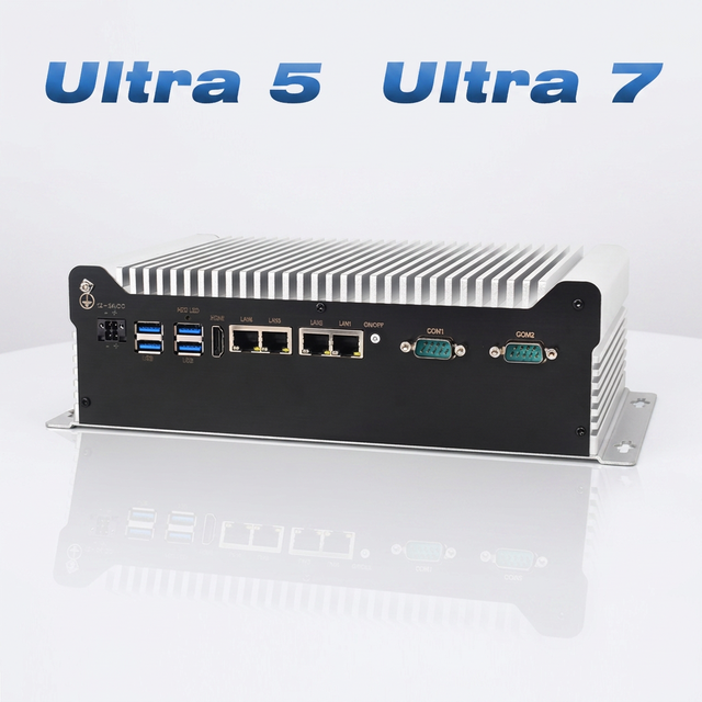 Fanless Edge AI Computer Powered by Intel Ultra 5/ Ultra 7, Industrial Embedded PC with NPU, 4 GbE LAN for AI Vision Inspection