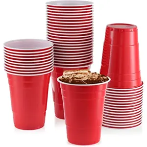 Özel Vasos De Plastico kırmızı plastik bardaklar 16Oz parti içme için tek kullanımlık bardak oyunu parti bardakları
