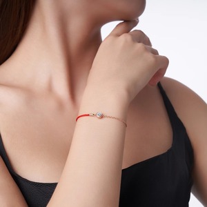 Bracelet en argent plaqué or rose avec chaîne et maillons en moissanite rouge pour femme, design couronne sertie de saphirs, bijoux tendance - Product Image 3