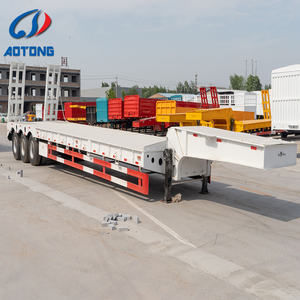 Semi-<span class=keywords><strong>remorque</strong></span> à plateau surbaissé 3 essieux 60-80 tonnes en acier haute résistance pour le transport de grues et de machines - Product Image 2