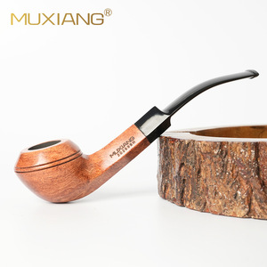 Muxiang Wooden Tobacco Pipe Bent Shape Handmade With Filter Men's Smoking Pipe - Product Image 1