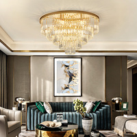 Lustre led doré en cristal k9 rond au design moderne, produit de luxe, luminaire décoratif d'intérieur, idéal pour un hôtel