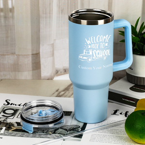 Vaso Térmico Personalizado de 40oz con Asa, Taza de Viaje Aislada de Acero Inoxidable 18/8 con Popote y Tapa, Regalo para Maestros y Estudiantes - Product Image 6