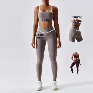 Yoga giyim setleri kadınlar yüksek bel tayt ve üst dikişsiz eşofman spor egzersiz kıyafetleri spor spor giyim iki parçalı Set