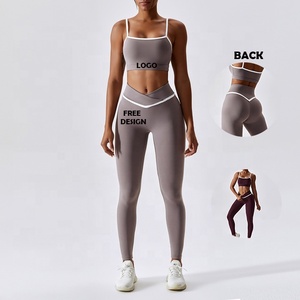 Conjuntos de ropa de Yoga para mujer, mallas de cintura alta y Top, chándal sin costuras, trajes de entrenamiento físico, ropa deportiva para gimnasio, conjunto de dos piezas - Product Image 1