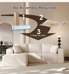 Sofá Nuvem em Corduroy em Forma de L - Sofá Seccional Fluffy Comprimido a Vácuo para Móveis de Sala de Estar - Product Image 4