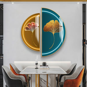 Cuadro de Porcelana de Cristal Circular Semicircular de Lujo para Colgar en la Pared, Decoración de Arte Abstracto Nórdico para Sala de Estar - Product Image 4