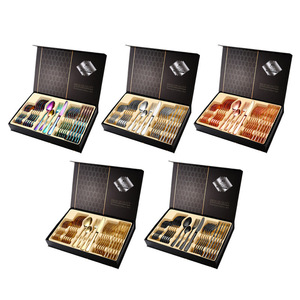 Lot de 24 couverts en acier inoxydable titane doré, écologiques et durables, finition miroir, coffret cadeau - Product Image 4