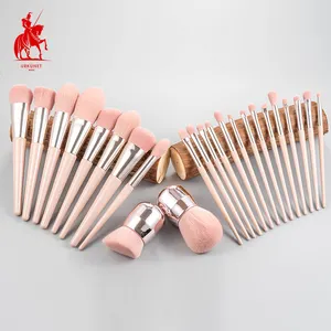 wholesale 24pcs professional makeup brush set high quality hot pink make up brushes