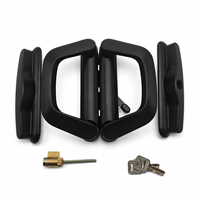 Ensemble de poignées de porte coulissante double ouverture en aluminium noir, avec serrure à cylindre clé, poignée carrée ou ronde, vente directe usine