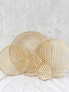 Grand ensemble de décorations murales rondes en bambou, paniers muraux suspendus, plateaux décoratifs, art mural fait main, fournisseur OEM Vietnam - Product Image 5