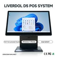 Système de point de vente tactile LIVERDOL D5 15,6 pouces entièrement laminé, Intel J6412 i3 i5 i7, Windows 11, Android, terminal POS en alliage d'aluminium