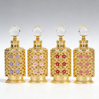 Flacon d'huile de parfum rond de luxe de 12 ml style Dubaï, diffuseur à bâtonnets – Design élégant du Moyen-Orient, flacon de recharge de parfum exquis