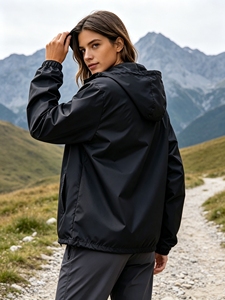 Veste coupe-vent à capuche pour femme, tendance et polyvalente, fermeture éclair, vêtements d'extérieur décontractés pour la randonnée, le camping, les excursions en montagne - Product Image 3