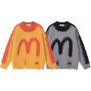 Hipster lâche décontracté polyvalent en détresse petit ami chemise en tricot américain McDonald's M <span class=keywords><strong>pull</strong></span> à col rond pour hommes - Product Image 4