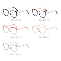Gafas de Sol Vintage de Ojo de Gato Extra Grandes y Encantadoras para Mujer, Montura Redonda de TR y Metal, Gafas Anti Luz Azul, Gafas Ópticas de Diseñador de Alta Calidad