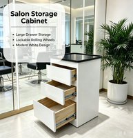 Chariot de Salon Moderne Pliable à 4 Roues en Bois Laqué Durable pour Salon de Coiffure et Rangement de Salon