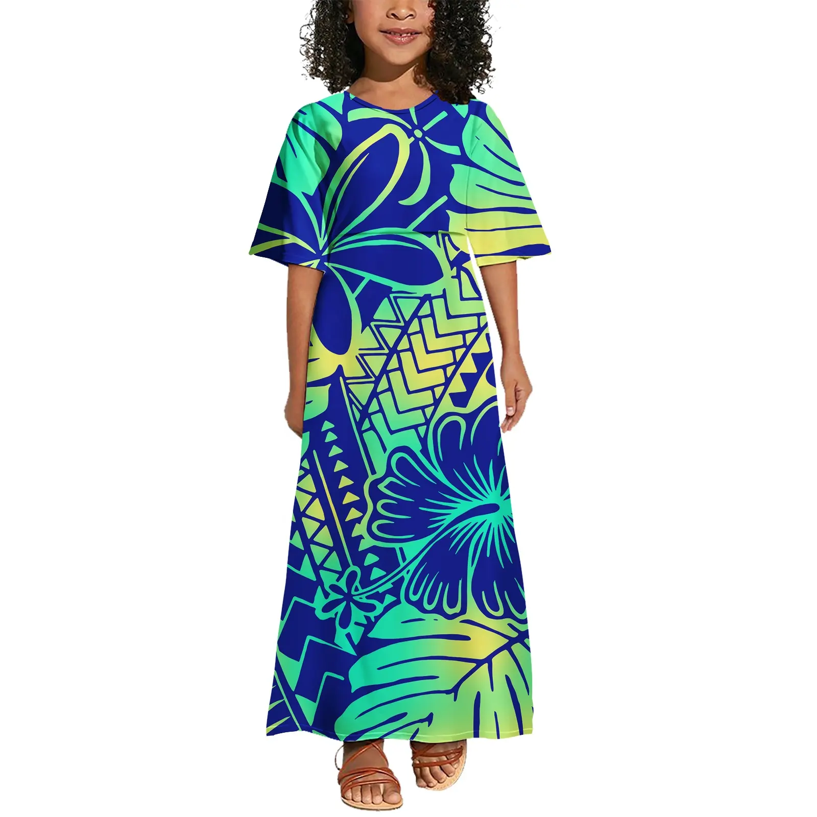 Полинезийское платье из Гавайского гибискуса, эластичные качели, вечерние, мягкие, летние, пляжные, Гавайские платья для девочек, Высококачественная детская одежда