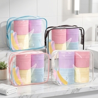 Ensemble de pots de voyage en silicone étanches, contenants rechargeables pour crèmes cosmétiques avec sac en PVC transparent et cuillères pour articles de toilette