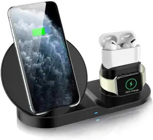 1 में 3 के लिए 10W क्यूई तेजी से वायरलेस चार्जर खड़े हो जाओ धारक डॉक iPhone 12 Airpods के लिए सैमसंग के लिए iWatch मोबाइल गैजेट्स