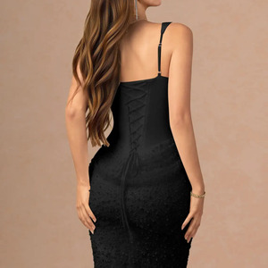 Robe fourreau ajustée sans manches à col carré pour femme, longueur genou, couleur unie, tenue de bureau professionnelle, tissu tissé, robe formelle - Product Image 6