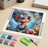 Peinture Diamant 5D Papillon Fée Mignon Fleur Kit Complet DIY Personnalisé pour Adultes Enfants Cadeau 50x50cm