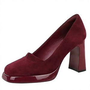 Zapatos de Tacón Alto Retro de Alta Calidad con Punta Cuadrada de Gamuza para Mujer, Estilo Mary Jane, Impermeables, con Plataforma y Tacón Grueso, para Primavera - Product Image 4