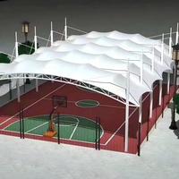 Structure de membrane tendue à grande portée personnalisée, structure en acier, terrain de basket-ball, auvent en tissu PVDF, toit d'ombrage pour sports de plein air