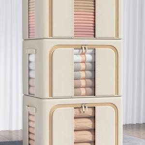 صندوق تخزين ملابس متعدد الأغراض قابل للطي مصنوع من قماش أكسفورد الاصطناعي الفاخر مع إطار فولاذي، مقاوم للغبار والرطوبة - Product Image 3