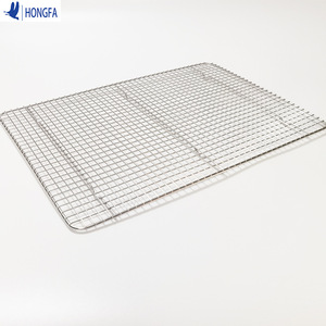 Hongfa Stainless Steel Wire Rack 428x300mm Rectangular Cake Cooling Rack Heat Resistant Oven Baking Accessory - Product Image 1