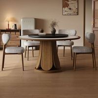 Fuchuang Song Massivholz Runder Esstisch Stuhl-Set mit Drehplatte Moderner Umweltfreundlicher 4-Sitzer Esstisch für Zuhause