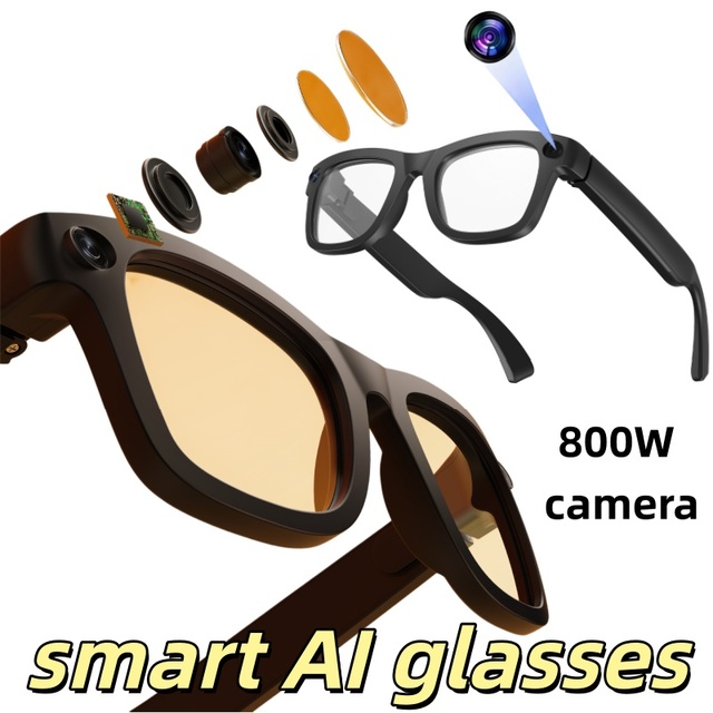 E09 800W pixel Camera Smart Glasses AI Sunglasses with Photo/Video Capabilities Simultaneous Interpretation for Call Features